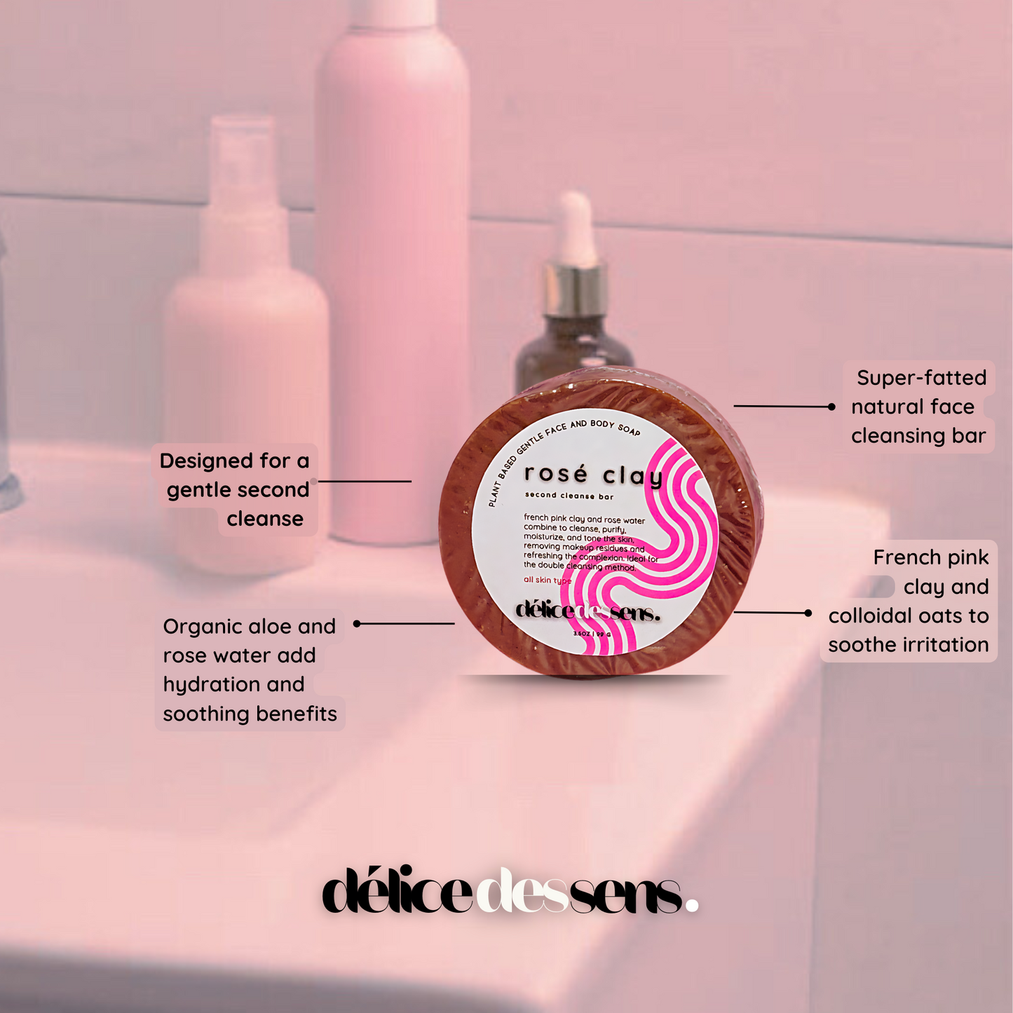 Rosée Clay - Second Cleanse bar Spéciale Luxe Natural Soap