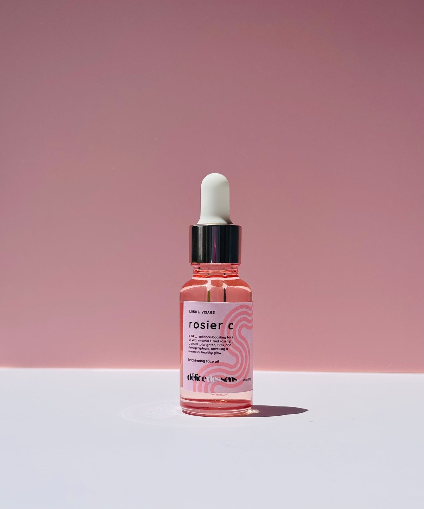 Délice des Sens Rosier C brightening vitamin C and rosehip face oil in glass dropper bottle