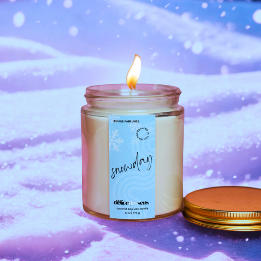 Cozy winter scented candle hand-poured coconut soy natural