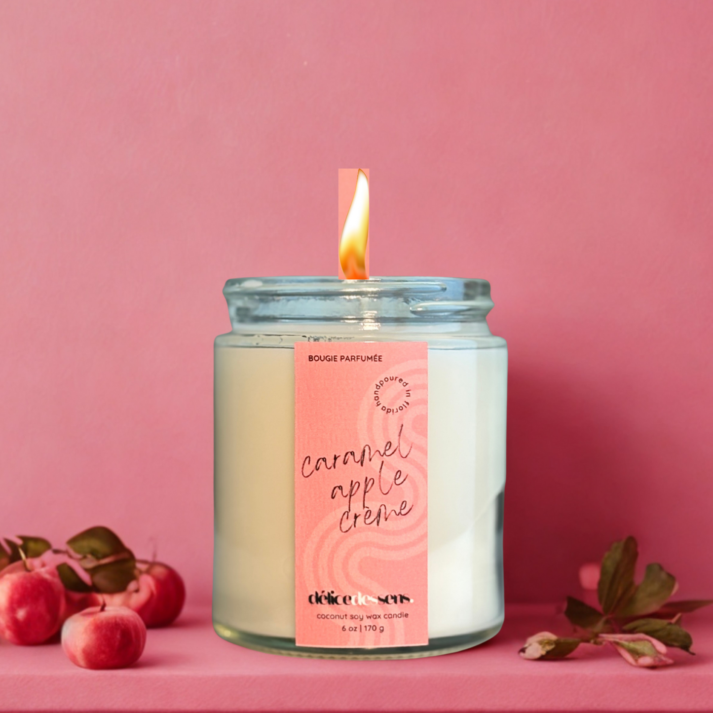 Apple caramel fall candle sweet autumn fragrance coconut soy fall
