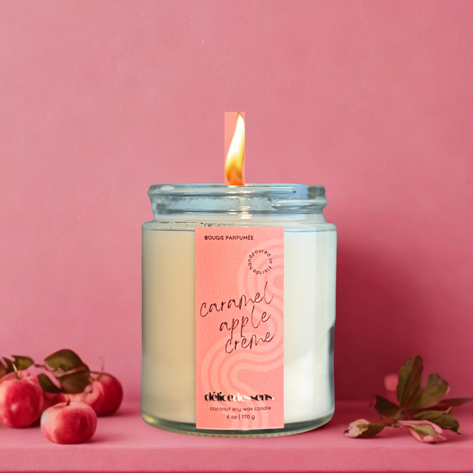 Apple caramel fall candle sweet autumn fragrance coconut soy fall