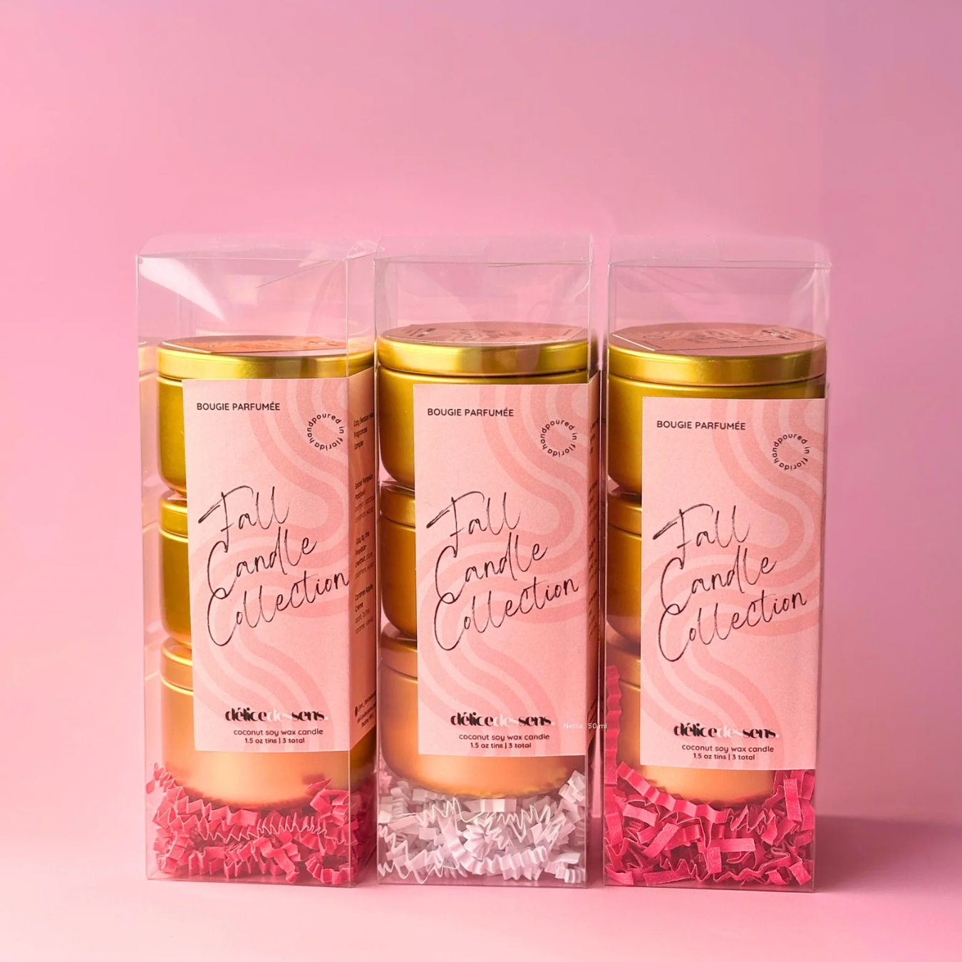 Autumn candle sampler set fall collection travel tins coconut soy