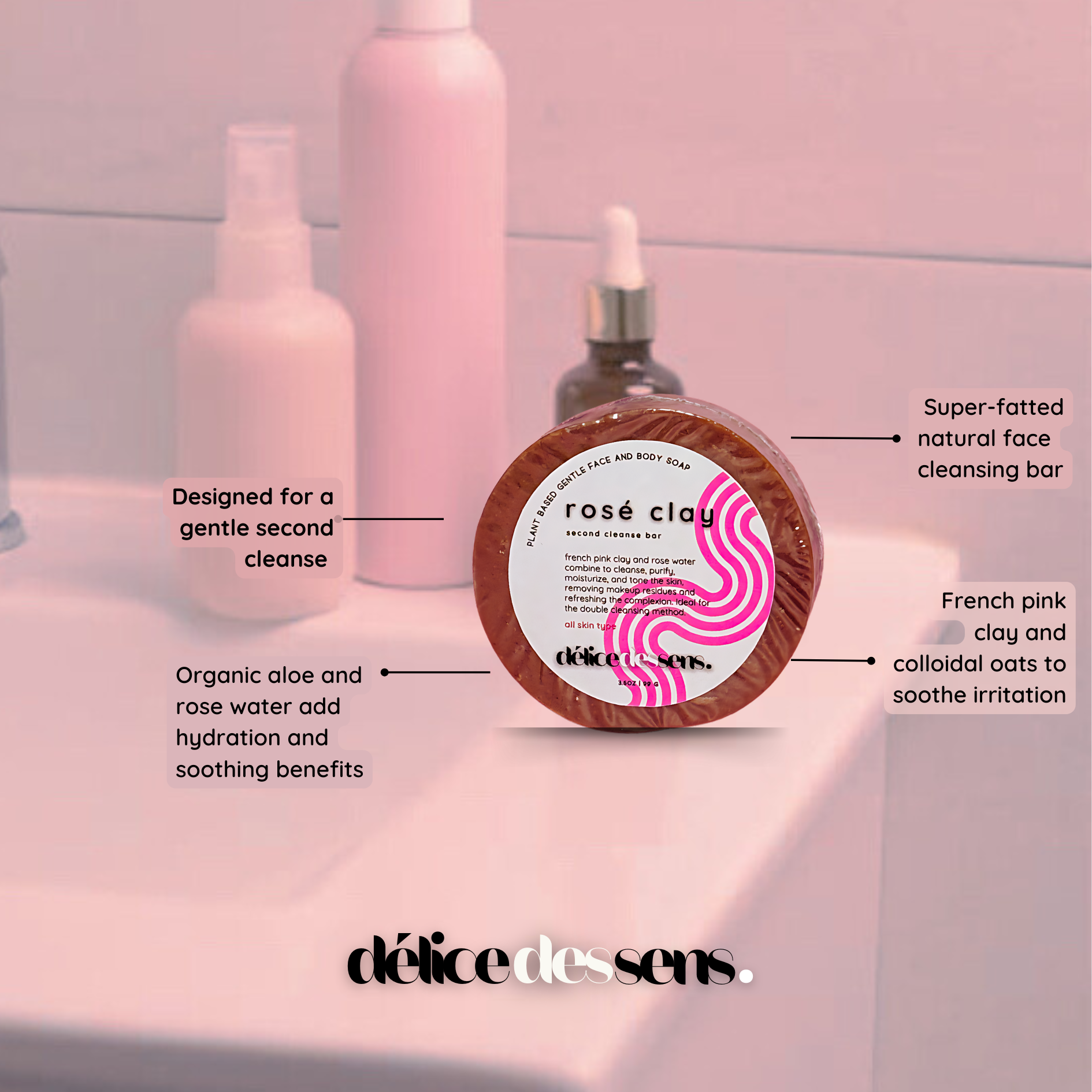  Rosée clay facial soap bar gentle cold process cleanser