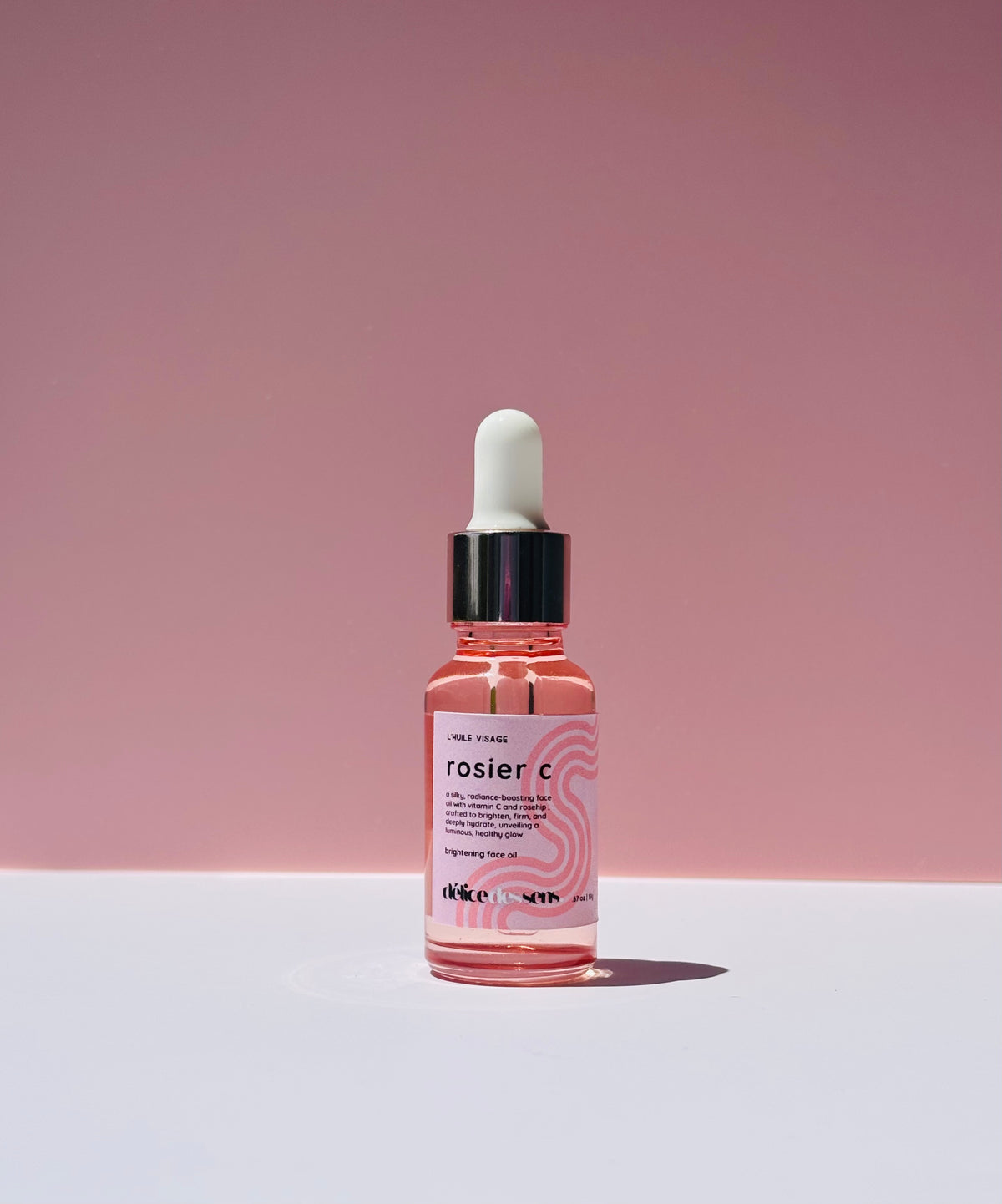 Délice des Sens Rosier C brightening vitamin C and rosehip face oil in glass dropper bottle