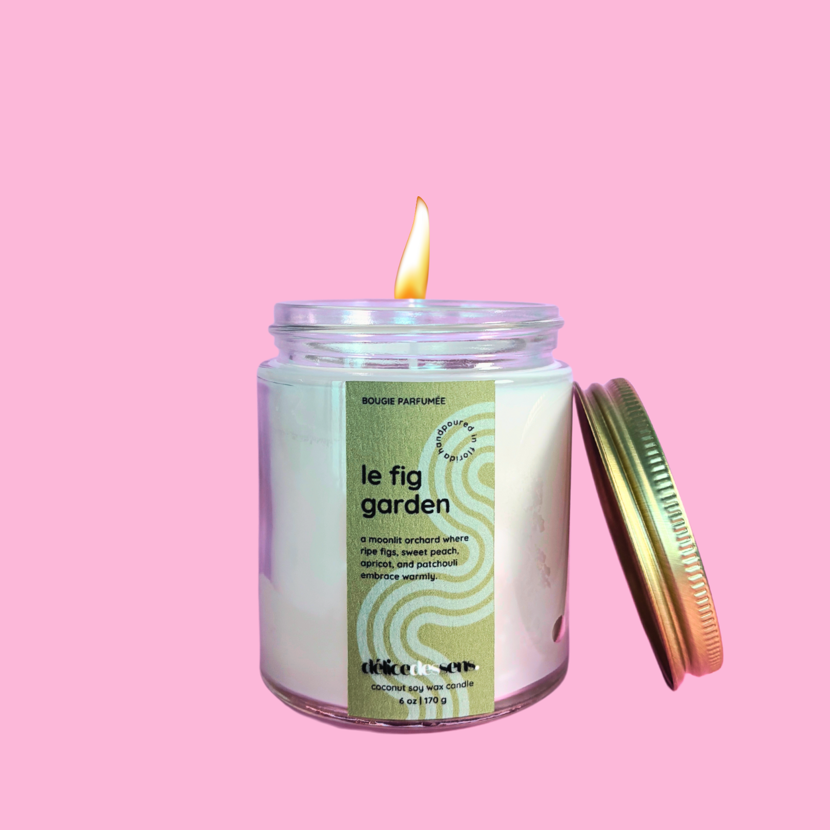 Fig patchouli coconut soy wax candle earthy luxury scent