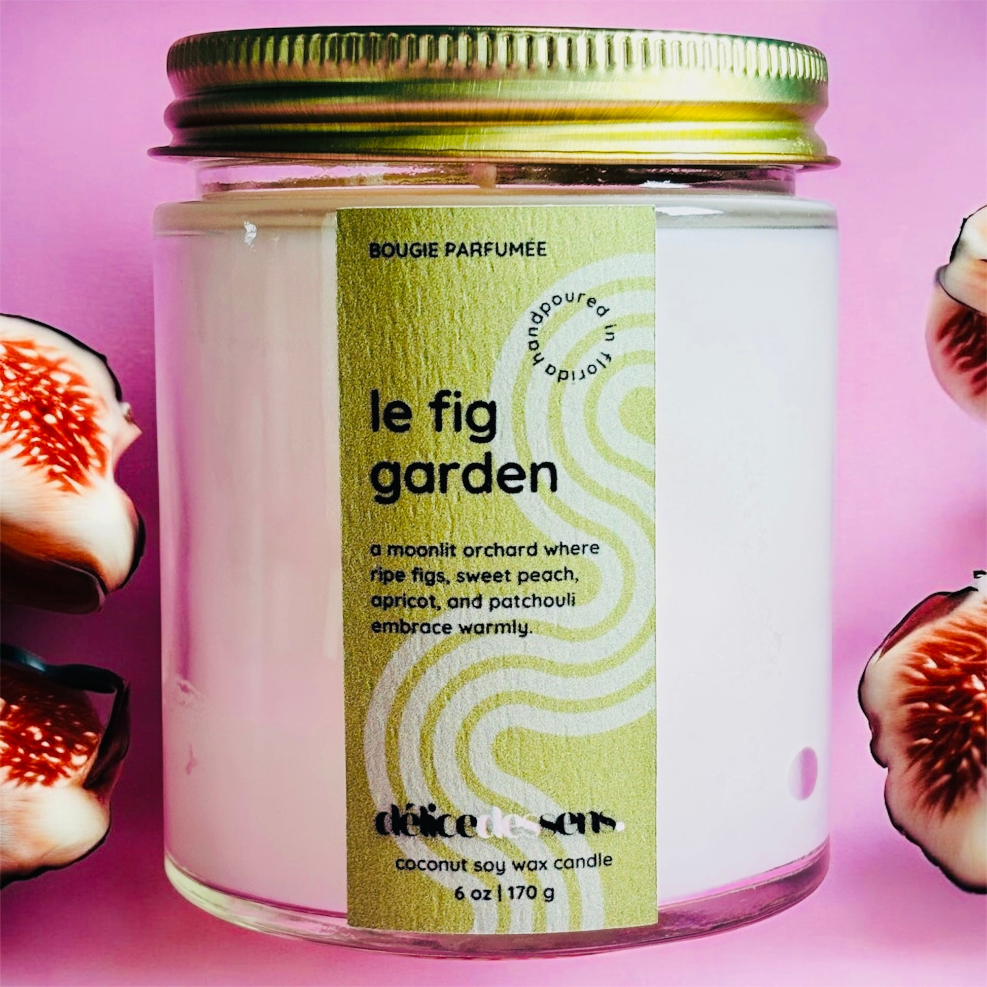  Natural fig patchouli scented candle hand-poured coconut soy toxic free